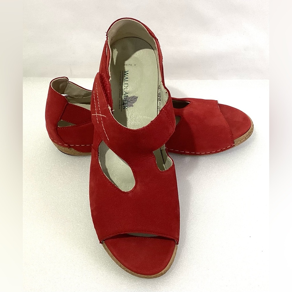 Waldlaufer Woman’s Leather Shoes size 6 1/2 Color Red Comfortable Adjustable